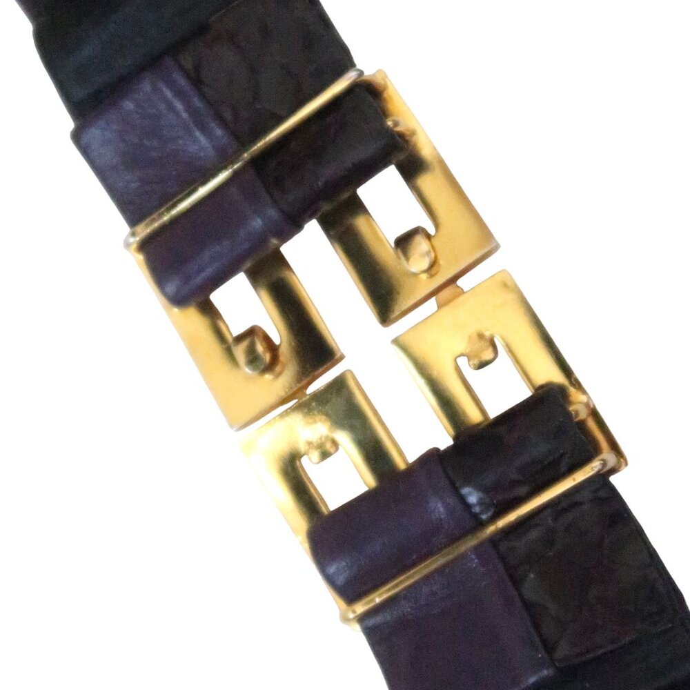 vtg ABB'S CREATIONS Purple leather python emboss … - image 4